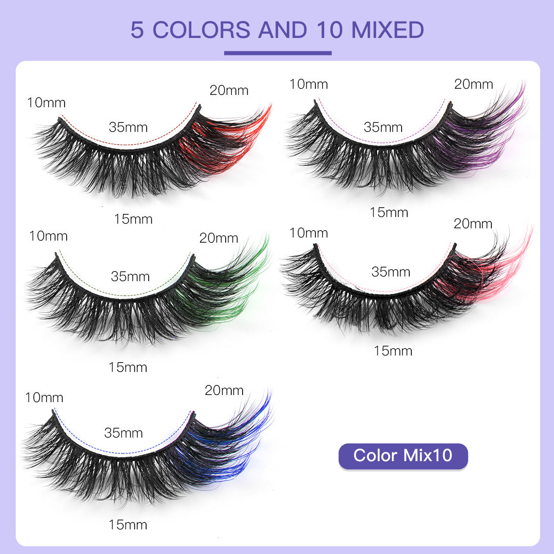 6D Fox Eye Color Lashes - 10-Pair Set