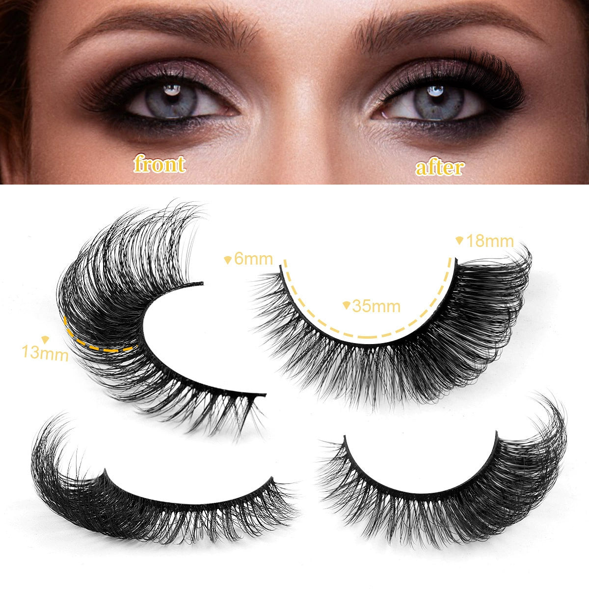 5-Pair Pack: Lengthened & Volumized Eyelashes with Extended Outer Corners