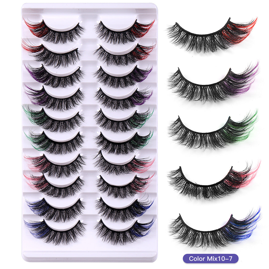 6D Fox Eye Color Lashes - 10-Pair Set