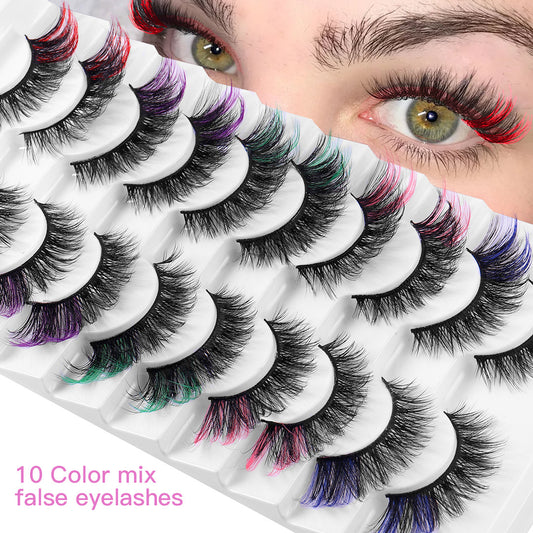 6D Fox Eye Color Lashes - 10-Pair Set