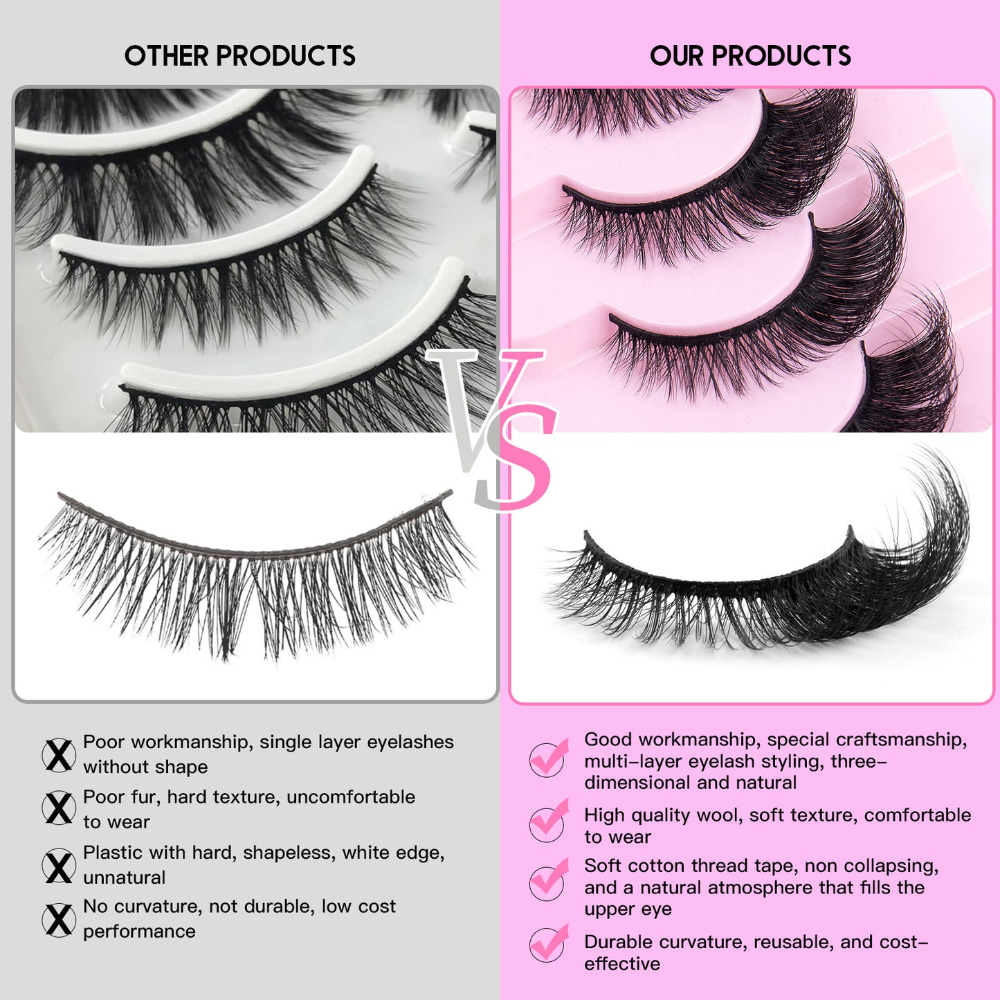 5-Pair Pack: Lengthened & Volumized Eyelashes with Extended Outer Corners